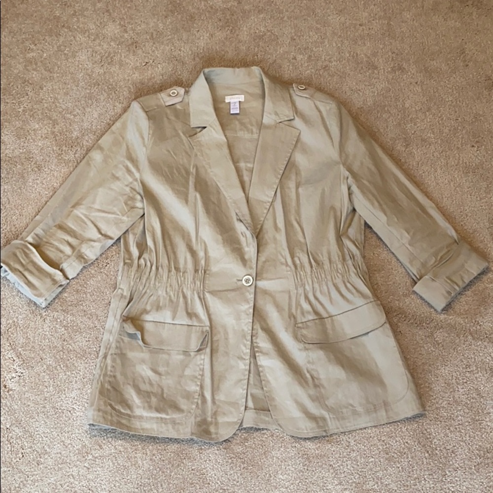 Khaki Cinched Waist Blazer/Light Jacket
